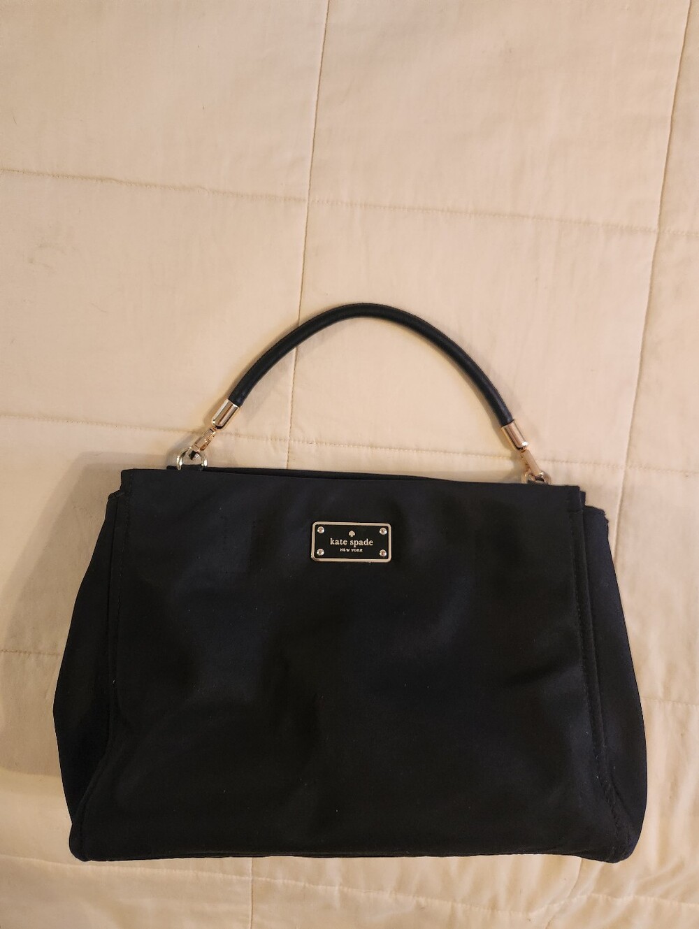 Kate Spade Nylon Satchel Tote Bag Black Shoulder bag / purse. Lightweight Travel